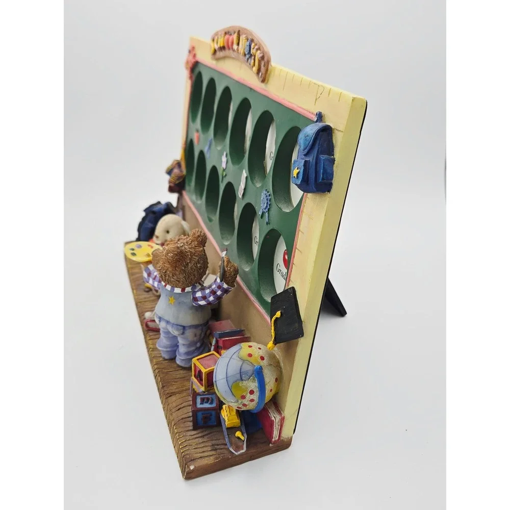 Vintage 1990s School Days Grade 1-12 Multi Photo Frame Resin Classroom Bear